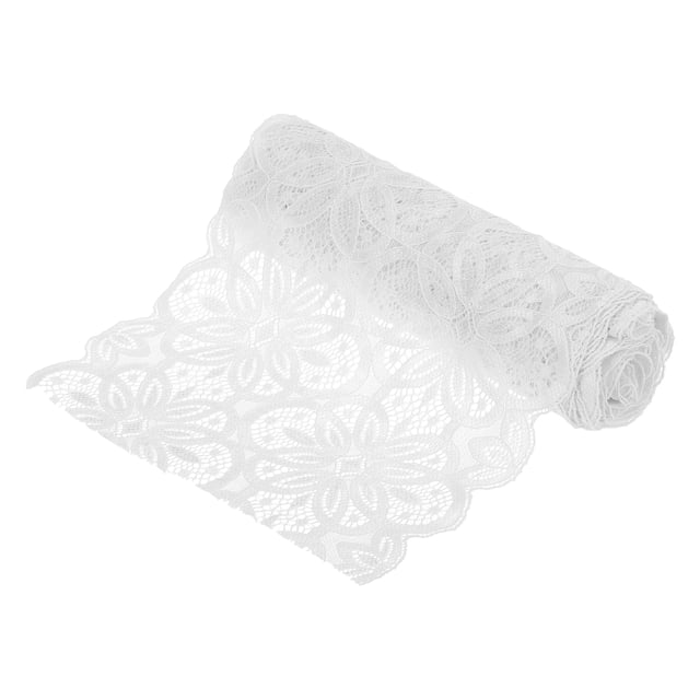 Unique Bargains Lace Ribbon 10 Yards 7 Inch Lace Flower Trim for Craft Headbands Wedding White