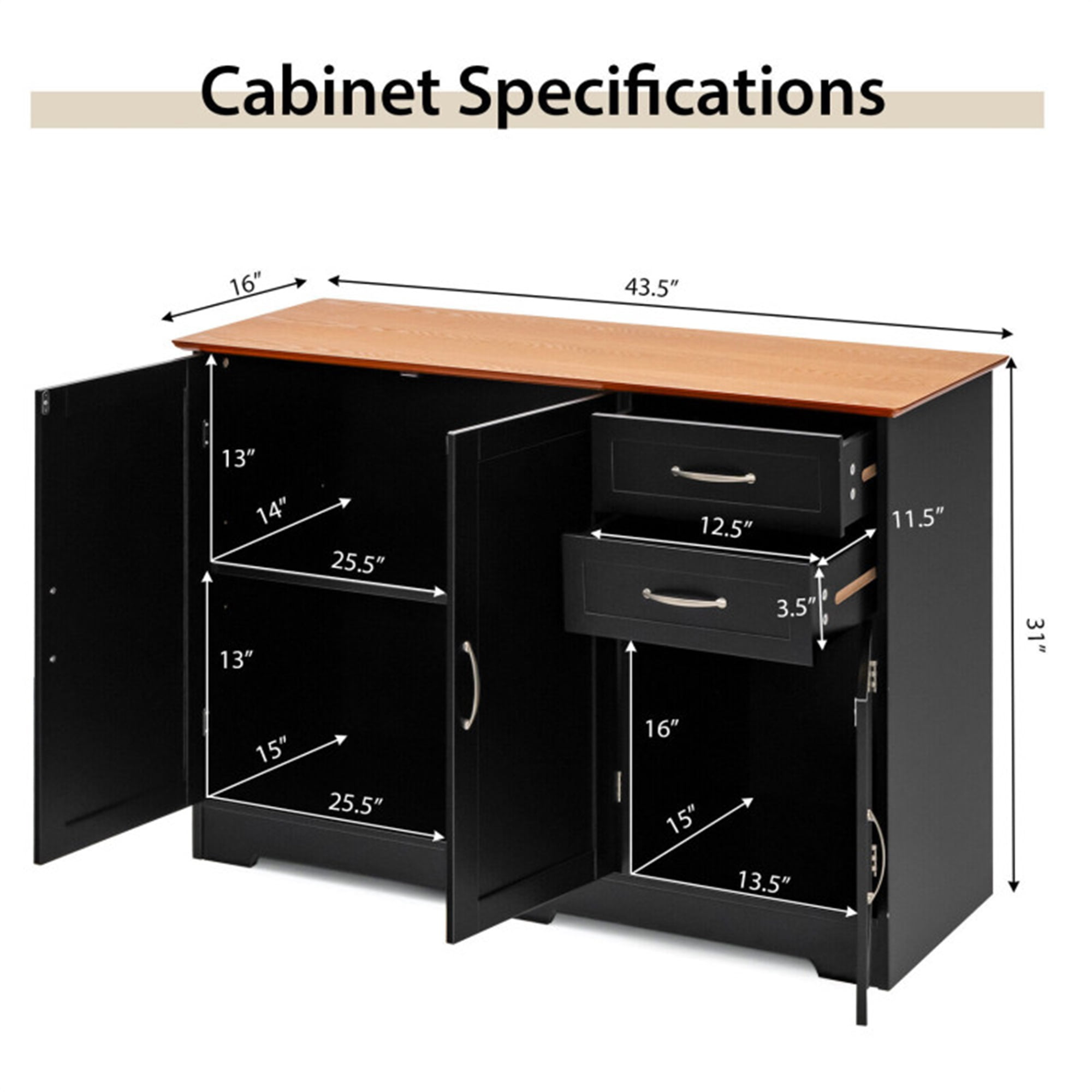 Finihen Kitchen Storage Cabinet, Buffet Sideboard, Buffet Storage Cabinet with 2-Door Cabinet and 2 Drawers, for Dining Room, Kitchen, Living Room, Black Finihen Kitchen Storage Cabinet, Buffet Sideboard, Buffet Storage Cabinet with 2-Door Cabinet and 2 Drawers, for Dining Room, Kitchen, Living Room, Black