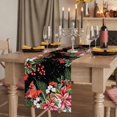 thumbnail image 2 of Table Runners 70 Inches Long Dress Scarves, Cardinal Bird Farmhouse Coffee/Dining/Kitchen Table Decor, Holiday Table Runner, Winter Poinsettia Pine Cones Berry Black 13x70 Inch, 2 of 9