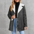 thumbnail image 2 of RYRJJ Womens Fleece Lined Jackets Winter Suede Parka Coat Thick Warm Notch Lapel Vintage Sherpa Coats Outerwear with Pockets(Dark Gray,S), 2 of 7