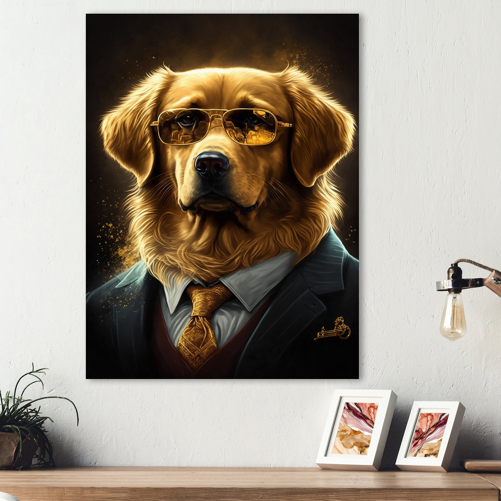 Designart Mafia Golden Retriever Canvas Wall Art