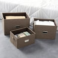 thumbnail image 4 of Collapsible Fabric Storage Bin With Handle Lid Foldable Box Linen Large Container Organizer For Home Clothes Storage, Coffee, 4 of 9