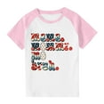 thumbnail image 7 of Boys Girls Independence Day Patriotic Tops Summer USA Flag Star Stripe Printed Tees Raglan Sleeve Casual Short Sleeve Pink 9-10 Years, 7 of 7