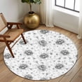 thumbnail image 2 of Round Rug 7Ft Washable Non-Slip, Grey Black Flower Circle Area Rugs for Living Room Bedroom, Spring Watercolor Floral Plant Textured Indoor Floor Mats Carpet Runner for Home Decor Aesthetic, 2 of 8
