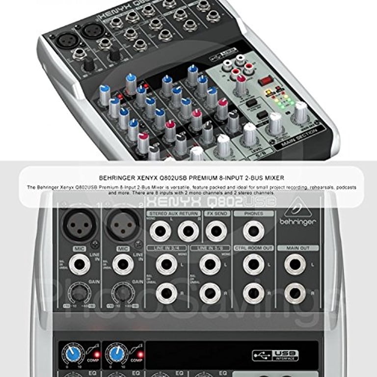 Behringer Xenyx Q802USB Premium 8-Input 2-Bus Mixer and Accessory