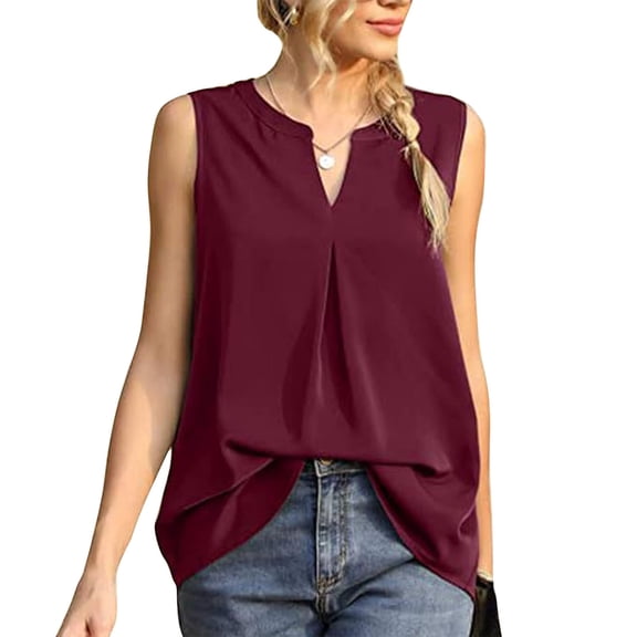 UAMVSH Womens Tank Tops Business Casual Sleeveless T-Shirt Lightweight V Neck Tunic Shirts Summer Work Blouses S-XXL