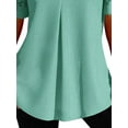 thumbnail image 4 of DYMADE Solid Color V-Neck Lace Hollow Women's Top Short-Sleeved Blouse, 4 of 4