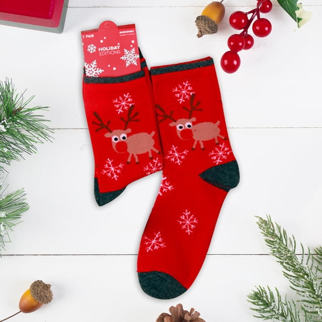 Chaussettes Mi-Mollet Imprimées Coupe-Vent de Noël Chaudes en Coton