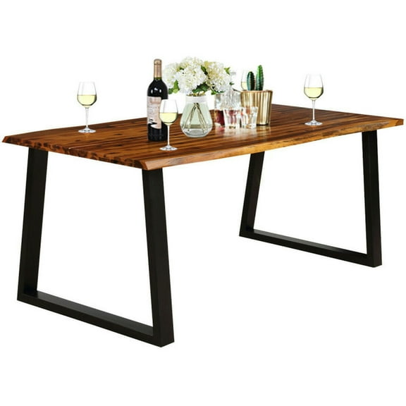 Spaco Rectangular Acacia Wood Dining Table, Counter Height Table, Kitchen Bar Height Table and Chairs for Dining Room, Small Space