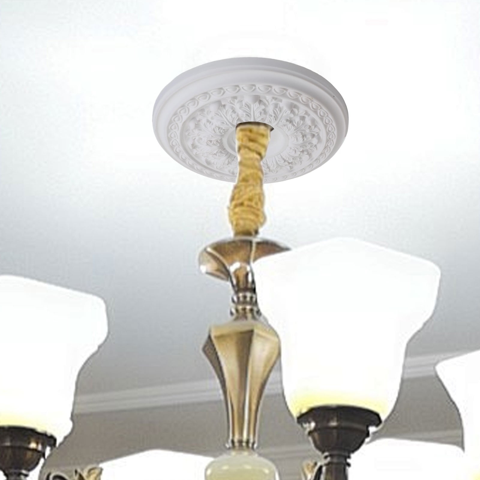 Wodtesl Home PU Lamp Plate Imitation Plaster Disc Flower Plate Simple Round Ceiling Shape Lamp Pool Chandelier Base Lamp Holder