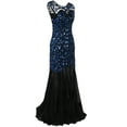 thumbnail image 5 of PrettyGuide Women's 1920s Vintage Sequin Dress Gatsby Flapper Formal Summer O Neck Glitter Long Mesh Evening Prom Dress, 5 of 8