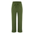 thumbnail image 4 of QHFBli Womens Linen Pants Casual Straight Fit Elastic Waisted Drawsting Trousers with Pockets, 4 of 6