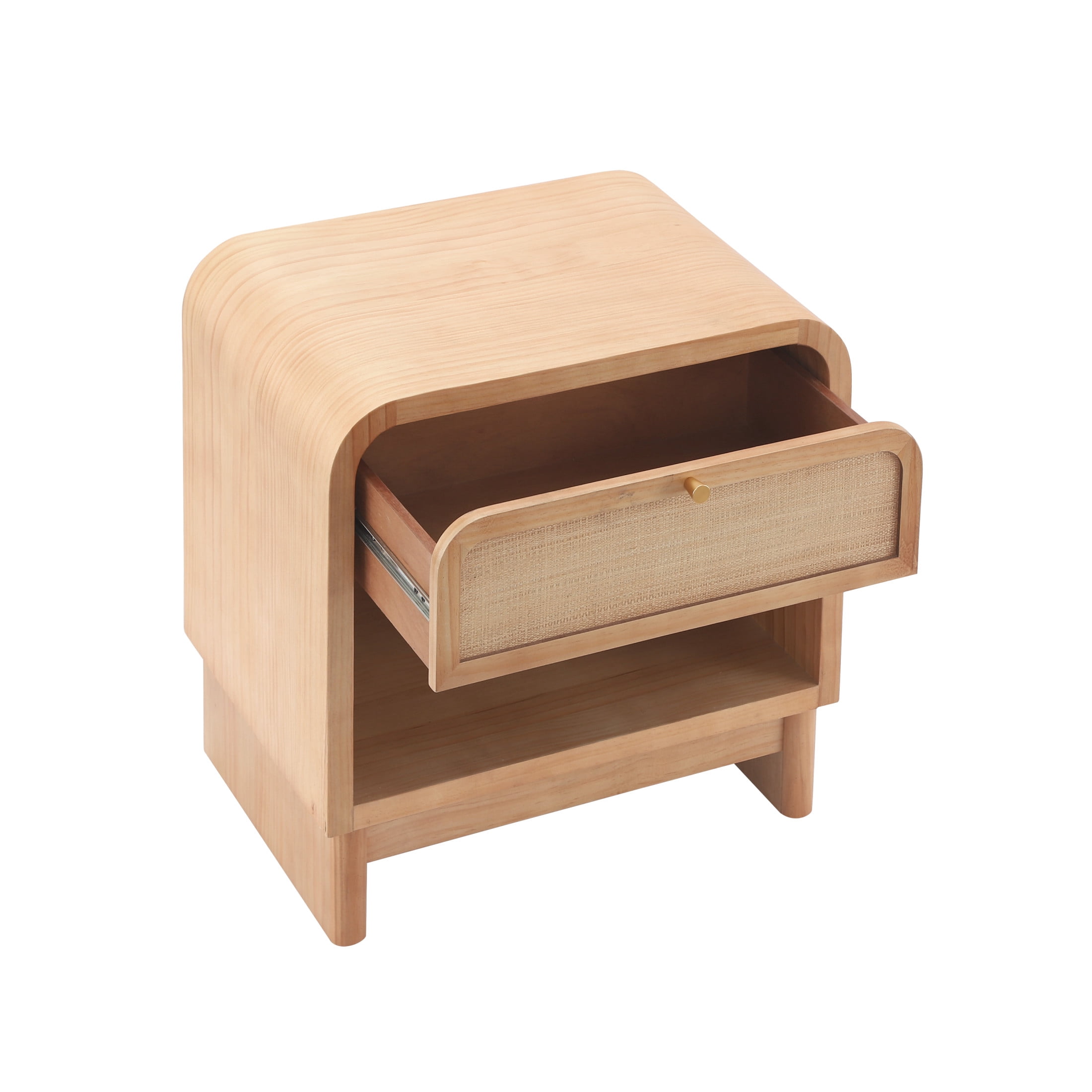 Christopher Knight Home 23.6" Boho Rattan Nightstand, Bedside Table with Drawer & Open Shelf, Natural