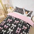 thumbnail image 2 of spefrowx Monochrome Bow Bedding for Teens, Simple Cartoon Ribbon Duvet Cover Full, Pink Reversible, 3-Piece, 1 Duvet Cover and 2 Pillowcases, 2 of 6