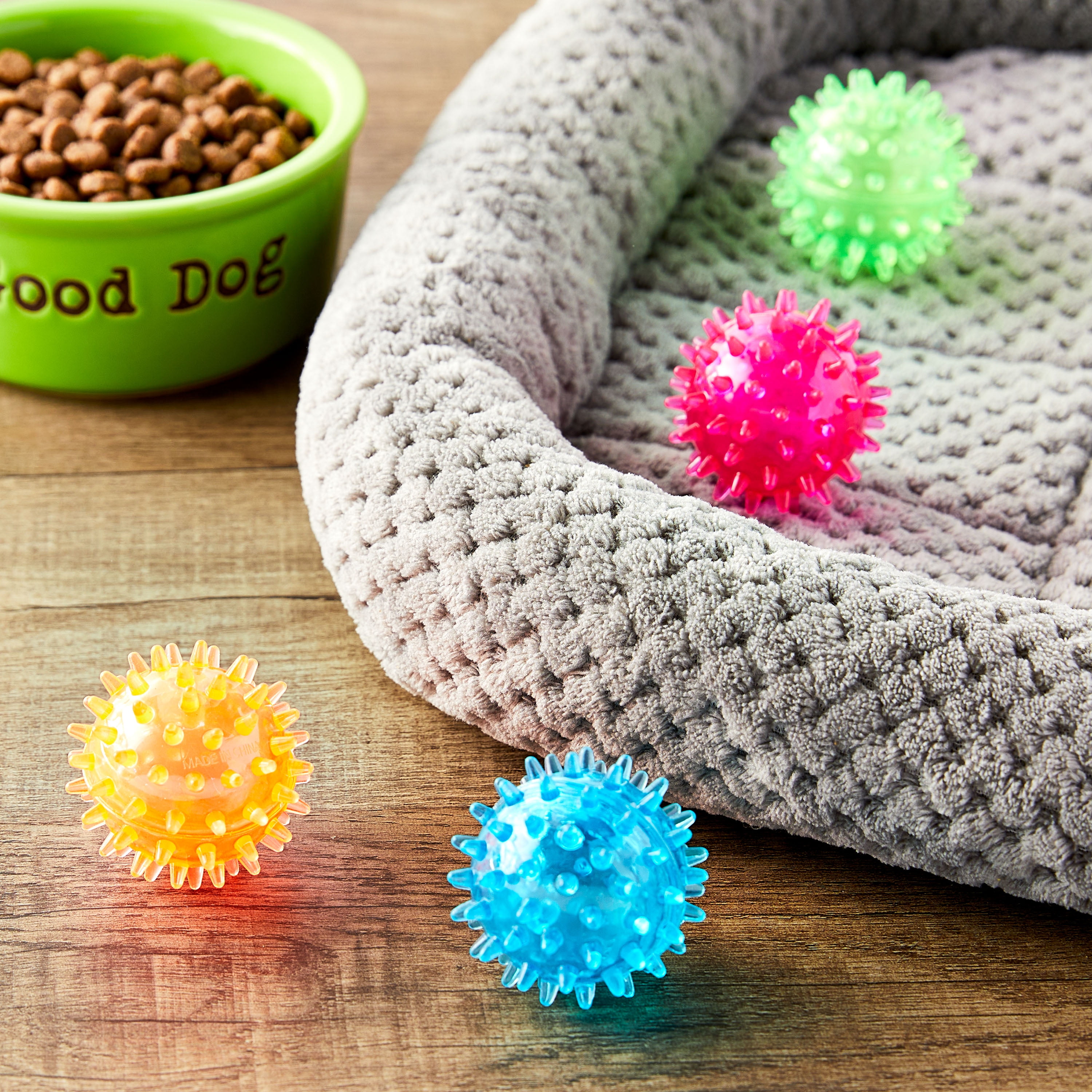 Vibrant Life Fetch Buddy Spiky Ball Fetch Dog Toys, 4-Pack Small, Color May Vary, Chew Level 2