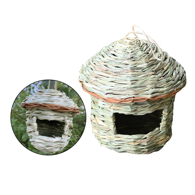 Colibrí casa hierba tejida de Pájaro aves casas de cría para colgar al - 16x15cm El 16x15cm shamjiam casa nido de colibrí