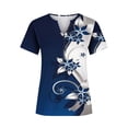thumbnail image 5 of Blusas para las Mujeres Casual Botón de Color Sólido Cuello Redondo Superior, Cómoda Blusa de Moda de Manga Corta, 5 of 5