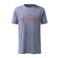 thumbnail image 2 of DPTALR Valentine's Day Casual Short-sleeved Solid Color Love Cardiogram Printed T-shirt, 2 of 6