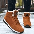 thumbnail image 2 of Xfvqtps Men and Womens Warm Sneakers High Top Lamb Wool Plush Fleece Line Lace Up Lightweight Non Slip Winter Shoes Korean Cotton Shoes Snow Boots Brown, 2 of 7
