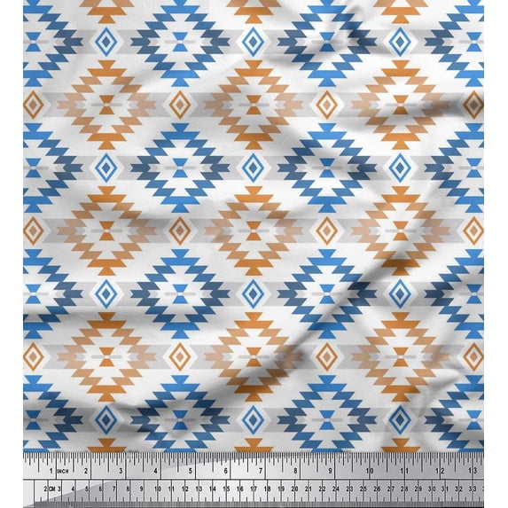 Soimoi Velvet Fabric Aztec Kilim Print Fabric by Yard 58 Inch Wide