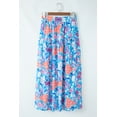 thumbnail image 3 of Women's Sky Blue Floral Printed High Waist Split Wrap Maxi Skirt | [ZhiHiMeRi] | (US 12-14)L, 3 of 9