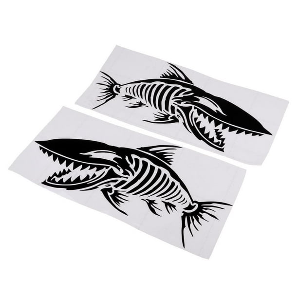 2x Durable Skeleton Fish B Stickers Kayak Marine Boat Graphics DIY Decals 