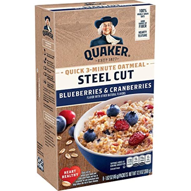 Quaker Steel Cut Oats, Quick 3Minute Oatmeal, Cranberries And