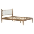 thumbnail image 2 of Christopher Knight Home Queen Bed Frame with White Woven Leather Headboard, Solid Wood, Natural Finish, 2 of 10