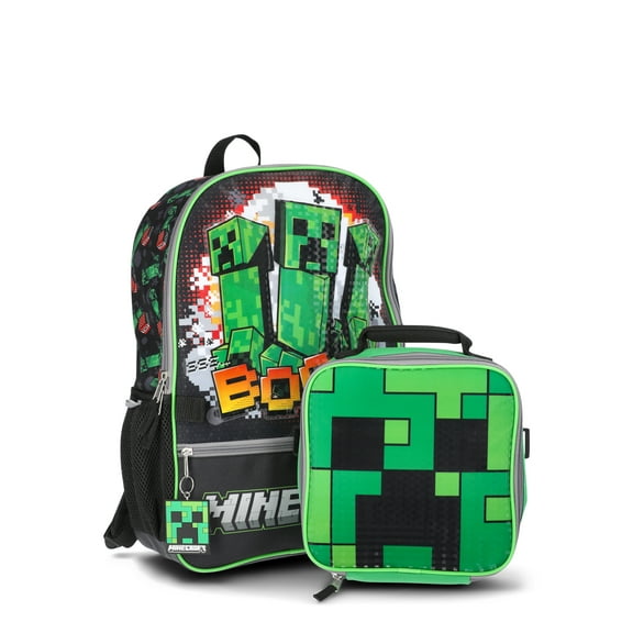 Minecraft Boys Light Up 17" 2-Piece Backpack & Lunch Set, Green