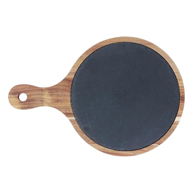 Bandeja de servicio de vajilla redonda de cáscara de pizza de madera de 40x28x1.5cm