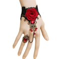 thumbnail image 3 of PENGXAING Hot New Elegant Gothic Style Lace Red Rose Bracelet with Adjustable Finger Ring, 3 of 6