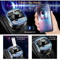 thumbnail image 2 of Transmisor FM Bluetooth para coche, kit de adaptador de receptor de radio de luz azul ambiental inalámbrica con llamadas manos libres, cargador USB dual de 5 V/2,4 A y 1 A, compatible con tarjeta SD, 2 of 5