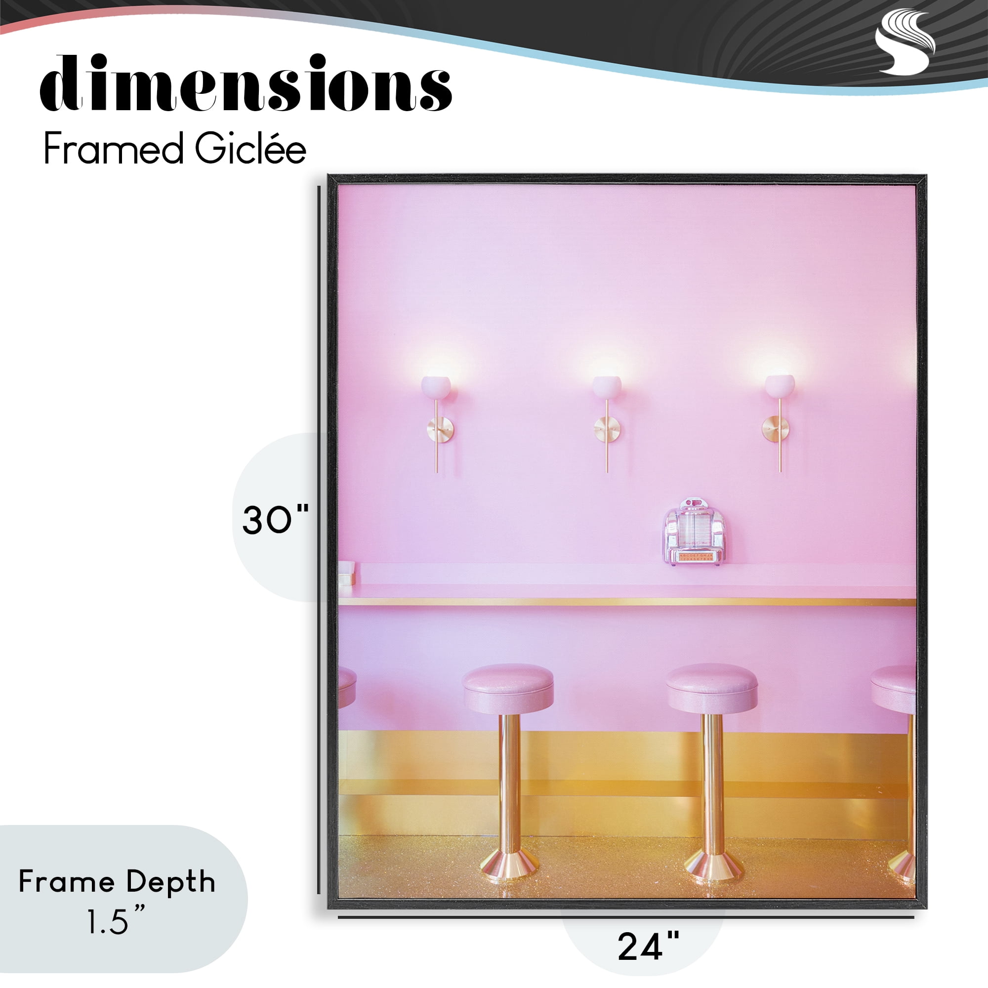 Stupell Industries Pink Retro Dessert Parlor Black Framed Giclee Art, design by LISH Creative