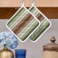 thumbnail image 2 of Sage Green Pot Holders for Kitchen Heatproof Potholder, 2 Pack Farmhouse Wood Grain Vintage Brown Striped Hot Pads Multipurpose Oven Pads Cloth Potholders Trivet for Cooking and Baking, 2 of 8