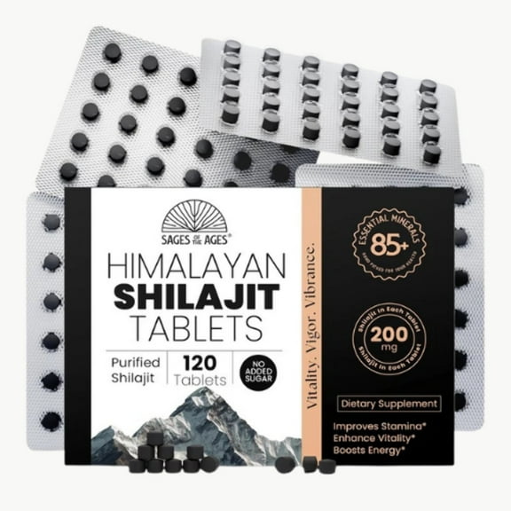 Sages Nutrition Himalayan Shilajit Tablets – 200mg Each | 120 Count | Organic | Lab-Tested for Purity & Quality
