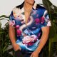 thumbnail image 2 of Mens Manga Corta Botón Abajo Camisas Casual Moda Turndown Cuello Blusa de Impresión, Poliéster para el Uso Diario de Verano, 2 of 9