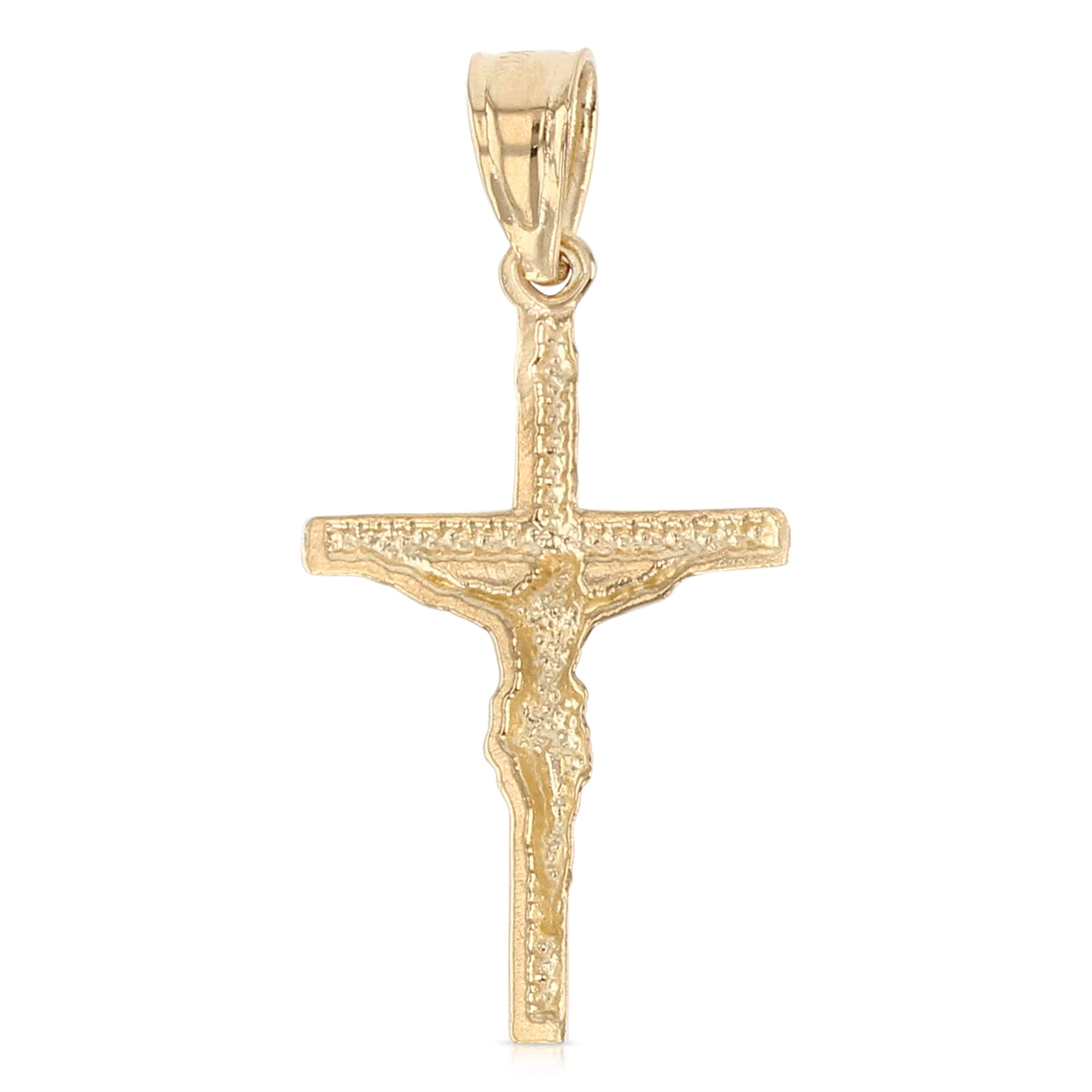 Ioka-14K Two Tone Gold Jesus Crucifix Cross Religious Charm Pendant For Necklace or Chain