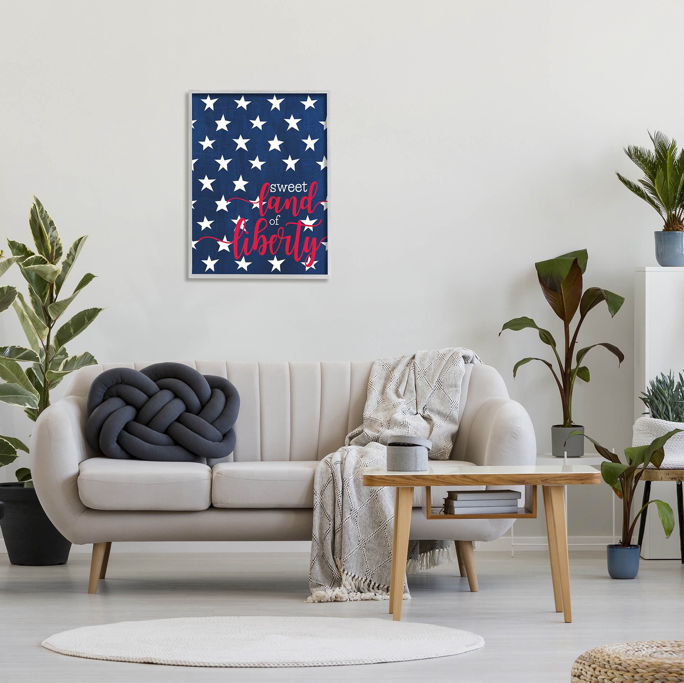 Stupell Industries Sweet Land Of Liberty Americana Graphic Art Gray Framed Art Print Wall Art, Design by Alli Rogosich