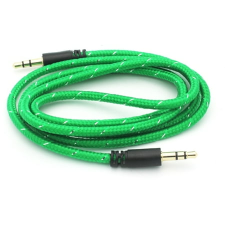 Green Braided Aux Cable Car Stereo Wire Compatible With iPhone SE 6S Plus 6 Plus 5S 5C 5