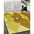 thumbnail image 3 of Ahgly Company Machine Washable Indoor Square Transitional Bold Yellow Area Rugs, 3' Square, 3 of 7