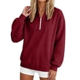 thumbnail image 4 of Sweatshirt for Women Pullover Lightweight Quarter Zip Collar Long Sleeved Loose No Hoodies Sweatshirt, 4 of 7