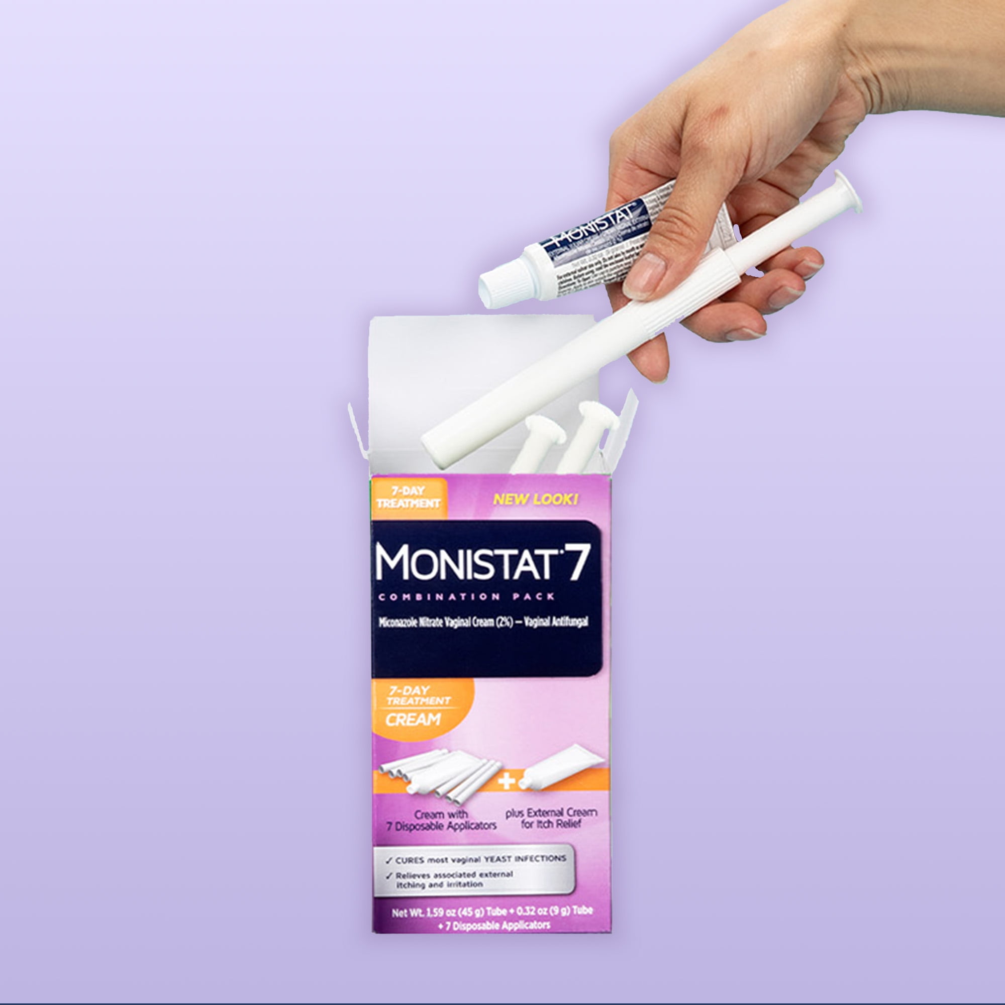 Monistat 7 Day Yeast Infection Treatment, 7 Disposable Miconazole Cream Tubes & External Itch Cream