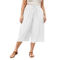 thumbnail image 2 of Trikvn Wide Leg Capri Pants For Women Plus Size High Waisted Drawstring Casual Cropped Trousers With Pockets Crinkle Flowy Summer Beach Culottes, 2 of 6