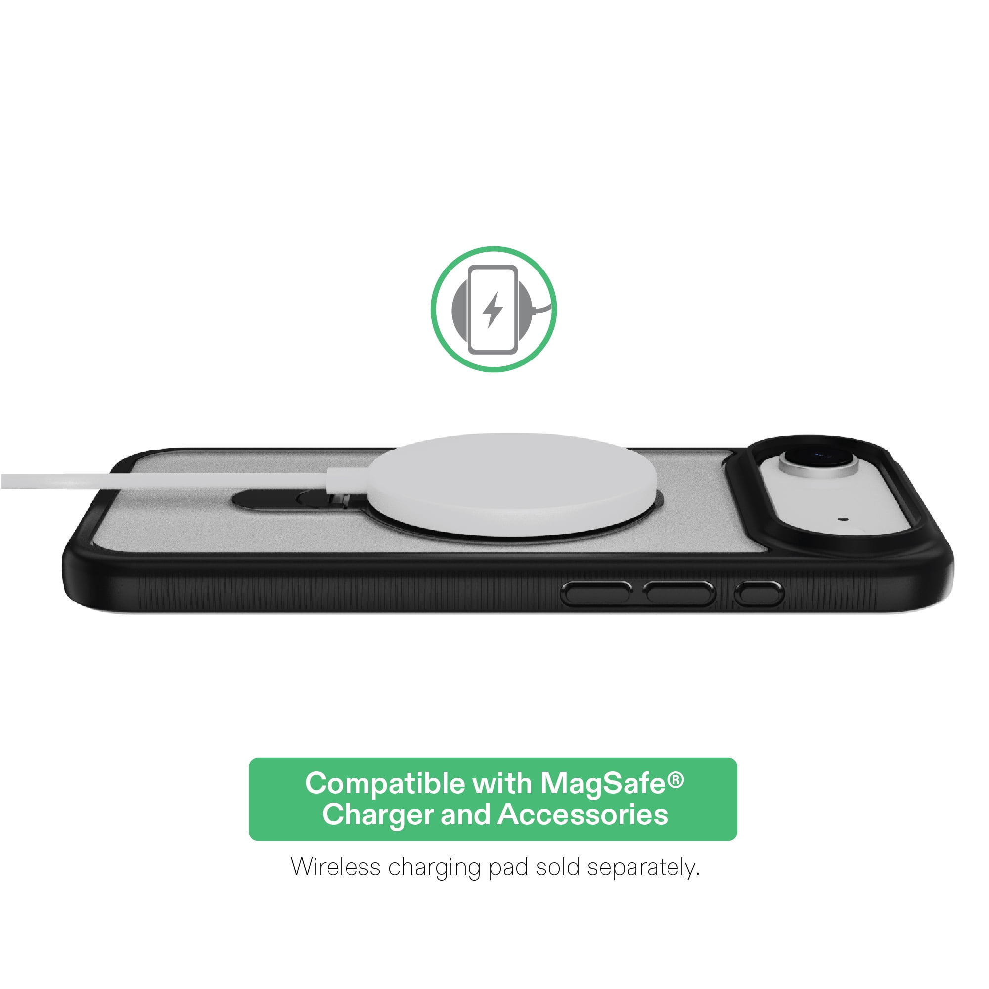 onn MagSafe Compatible Phone Case with Kickstand for iPhone Air - Black/Frosted Clear