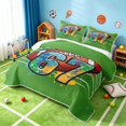 thumbnail image 3 of Manfei Boys Rugby Twin Quilt Set, Sport Twin Coverlet Set, Green Multicolor, Polka Dots Reversible 2-Piece, 1 Bedspread and 1 Pillowcase, 3 of 7