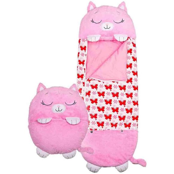 Large Happy Nappers Play Pillow and Sleeping Bag, Fun One Piece Children's Pajamas Sleeping Bags, for Kids Surprise (Pink)
