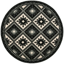 SAFAVIEH Veranda Johann Geometric Indoor/Outdoor Area Rug, Black/Beige, 8' x 8' Round