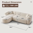 thumbnail image 2 of Timbernest 109" Modular Sectional Sofa, L-Shape Boneless Cloud Couch with Deep Seat, Chenille White (Left Facing Chaise), 2 of 9