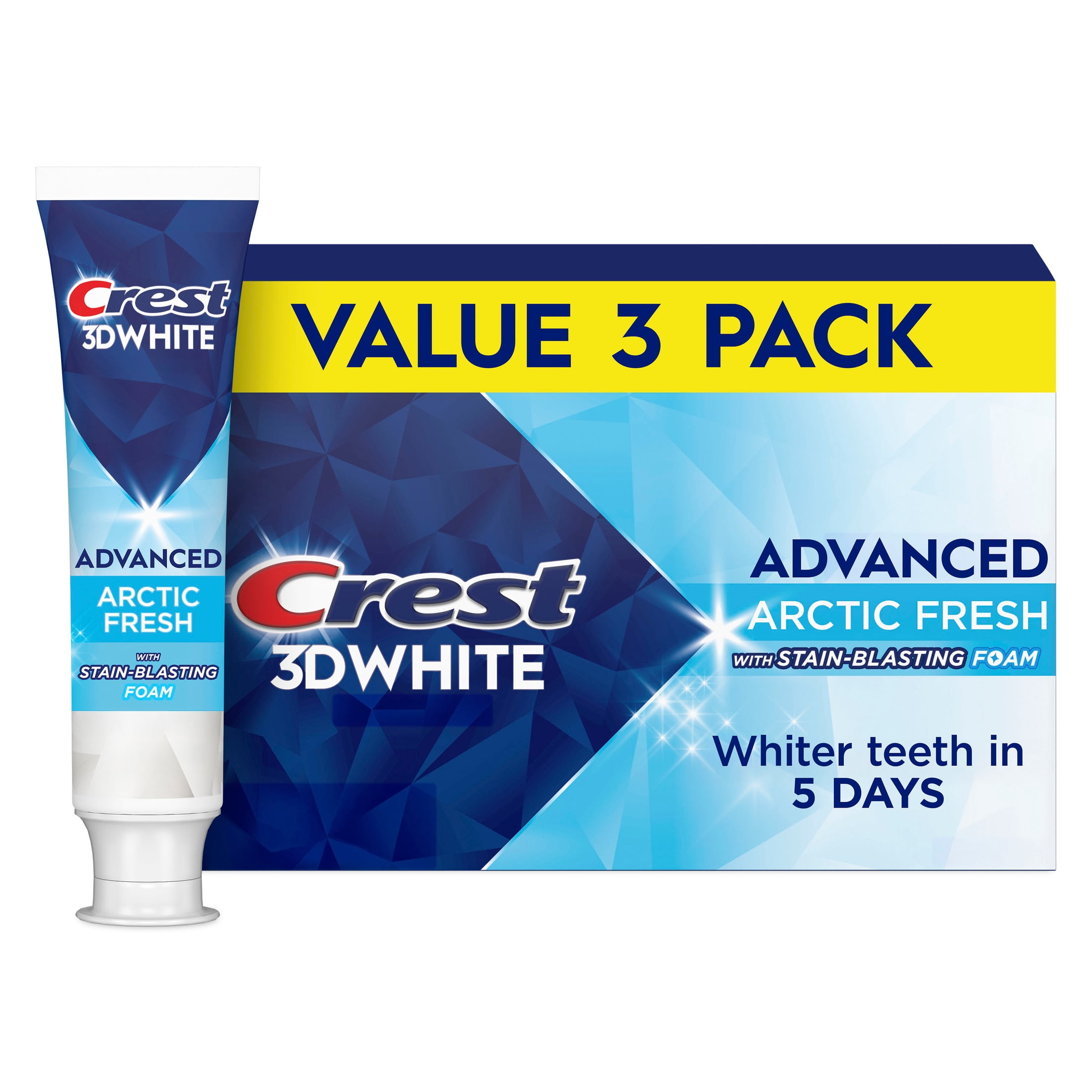 (4 pack) Crest 3DWhite Advanced, Arctic Fresh, 3.3 oz, Pack of 3