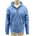 thumbnail image 6 of RYDCOT Men's Cotton Sweatshirt Washed Distressed Denim Hoodies Oversized Long Sleeve 1/4 Zip Casual Jean Hooded Loose Pullover Tops with Pocket Light Blue, 6 of 8